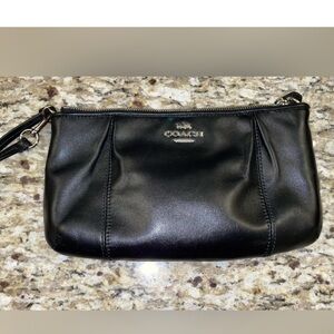 Coach Black Leather Wristlet/Clutch
